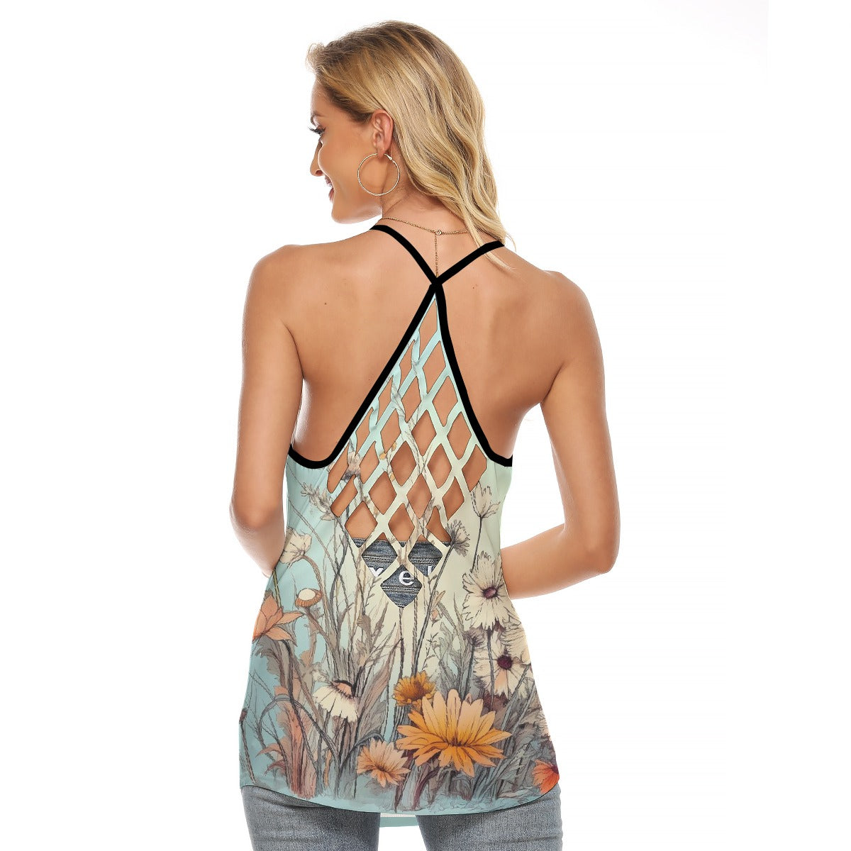 All-Over Print Women's Criss-Cross Open Back Tank Top