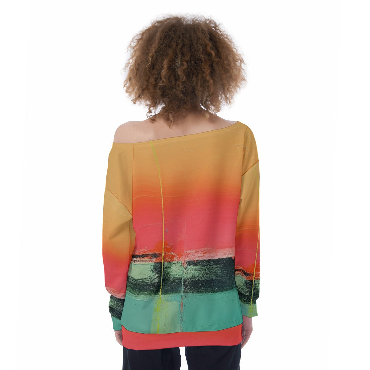 All-Over Print Oversized Women's Off-Shoulder Sweatshirt