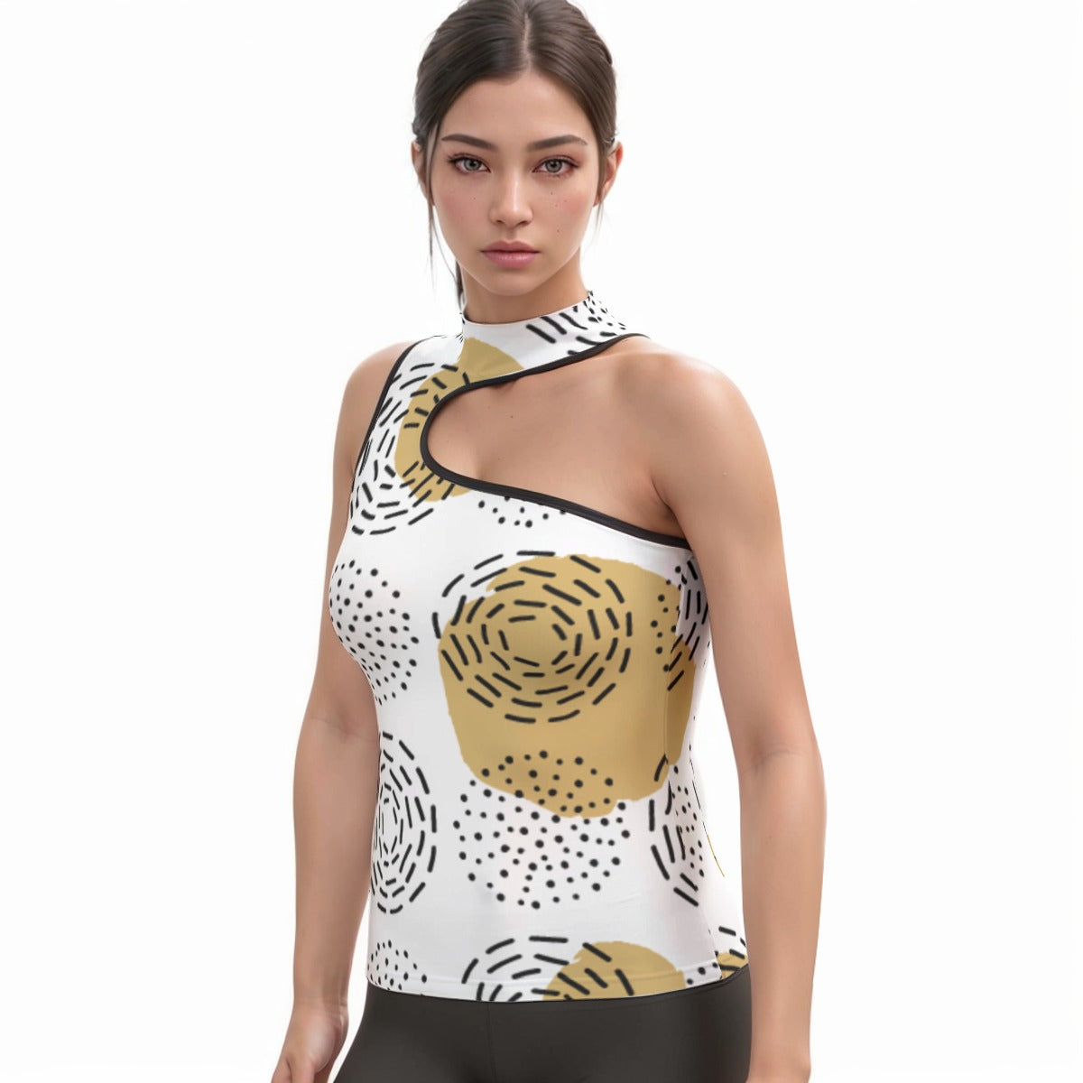 All-Over Print Women's Halter Sleeveless Asymmetrical Tank Top