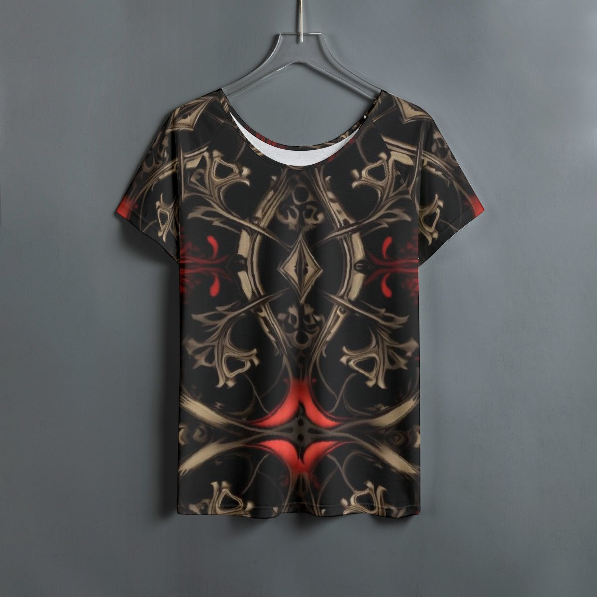 All-Over Print Women's Round Neck T-shirt With Raglan Sleeve
