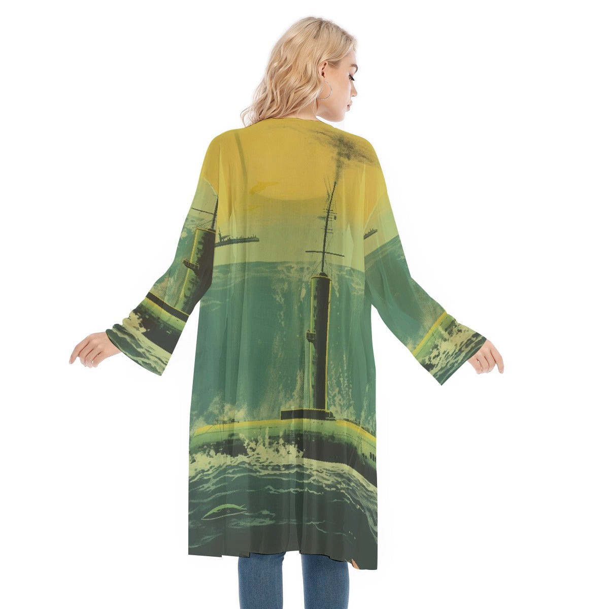 All- Over Print Women's Long Sleeve Mesh Cardigan