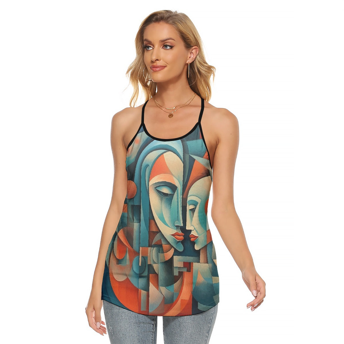 All-Over Print Women's Criss-Cross Open Back Tank Top