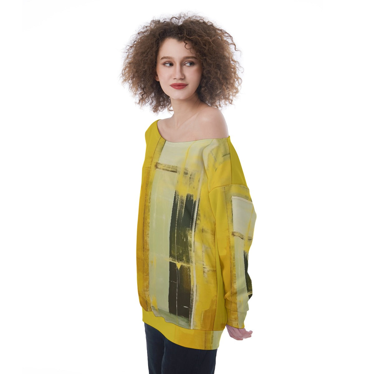 All-Over Print Oversized Women's Off-Shoulder Sweatshirt