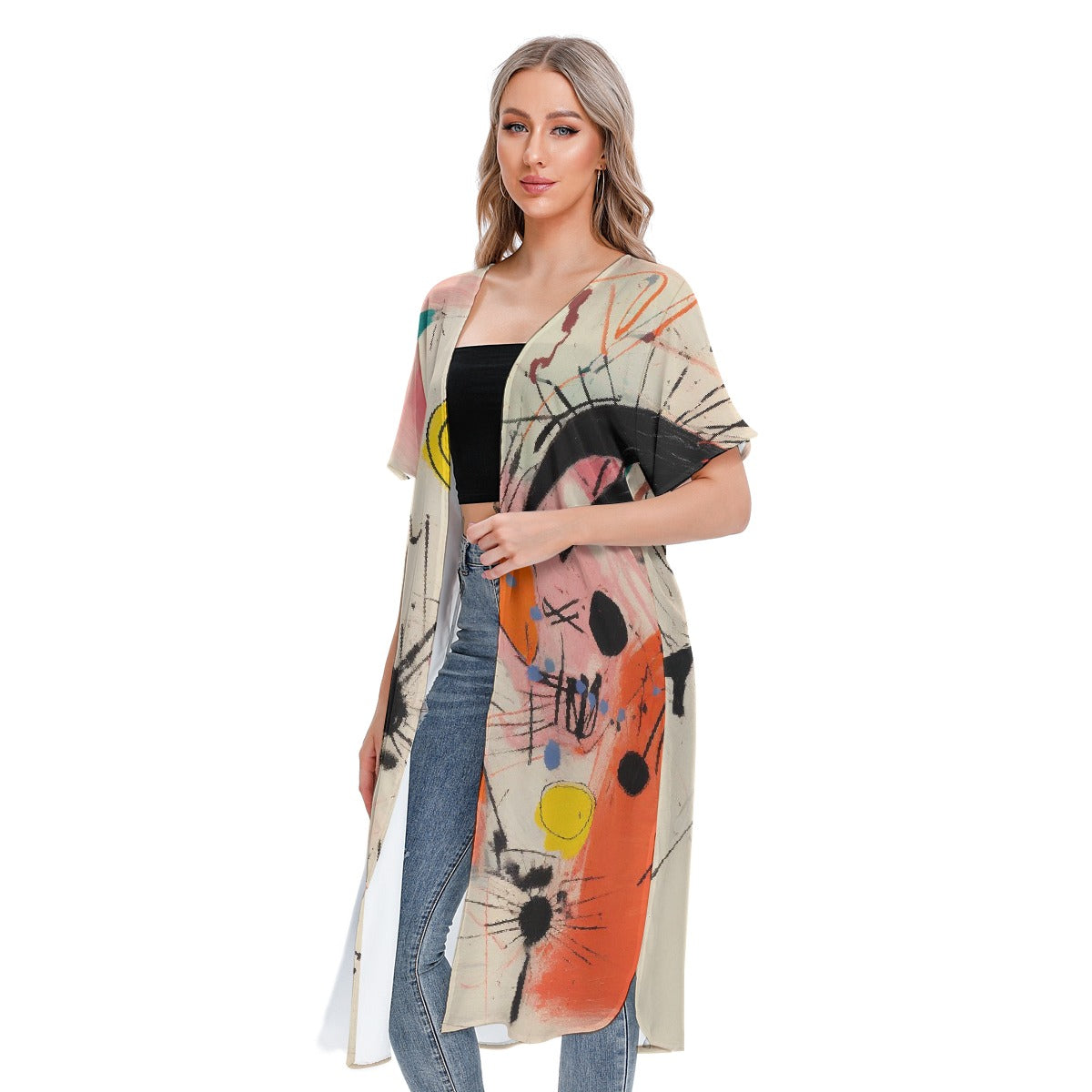 All-Over Print Women's Short Sleeve Cardigan