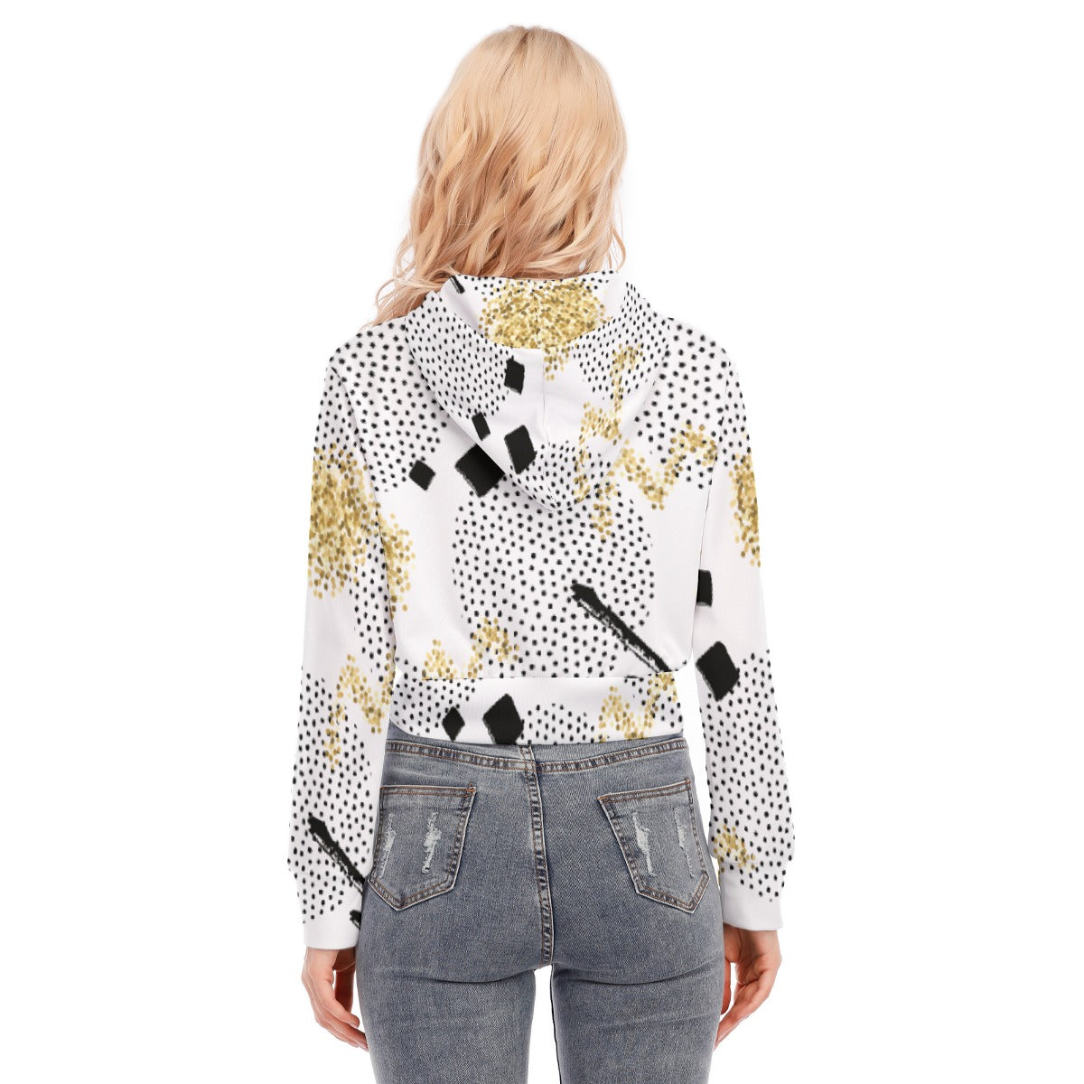All-Over Print Women's Crop Top Hoodie With Zipper Closure