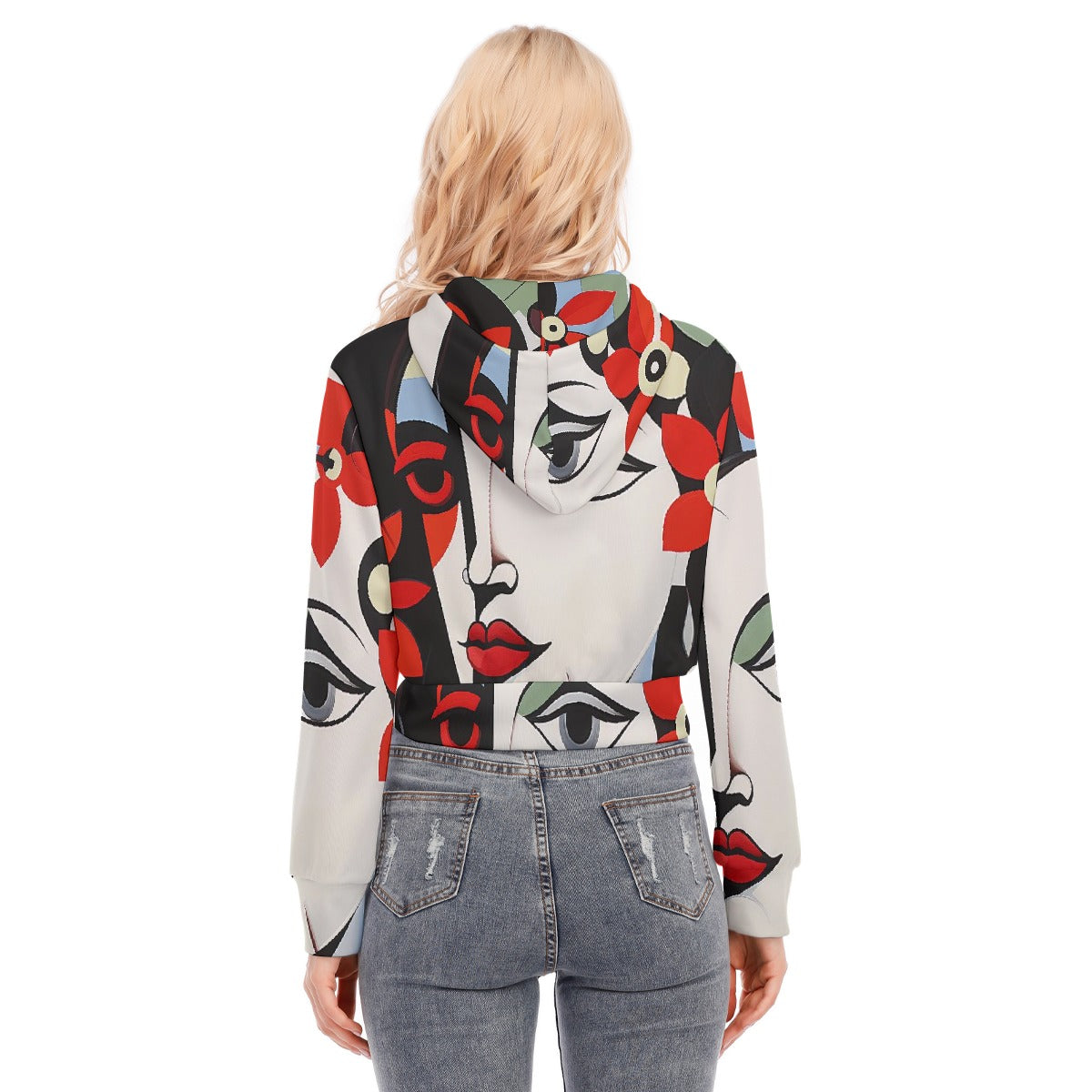 All-Over Print Women's Crop Top Hoodie With Zipper Closure