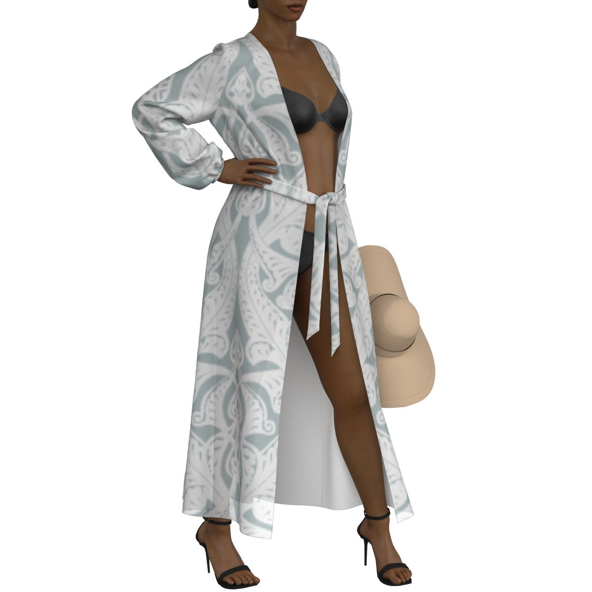 All-Over Print Women's Lace-up Chiffon Robe