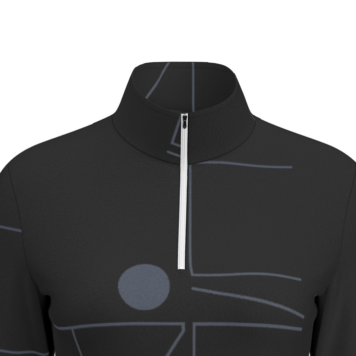 All-Over Print Women's Sports Collar Jersey With Long Sleeve