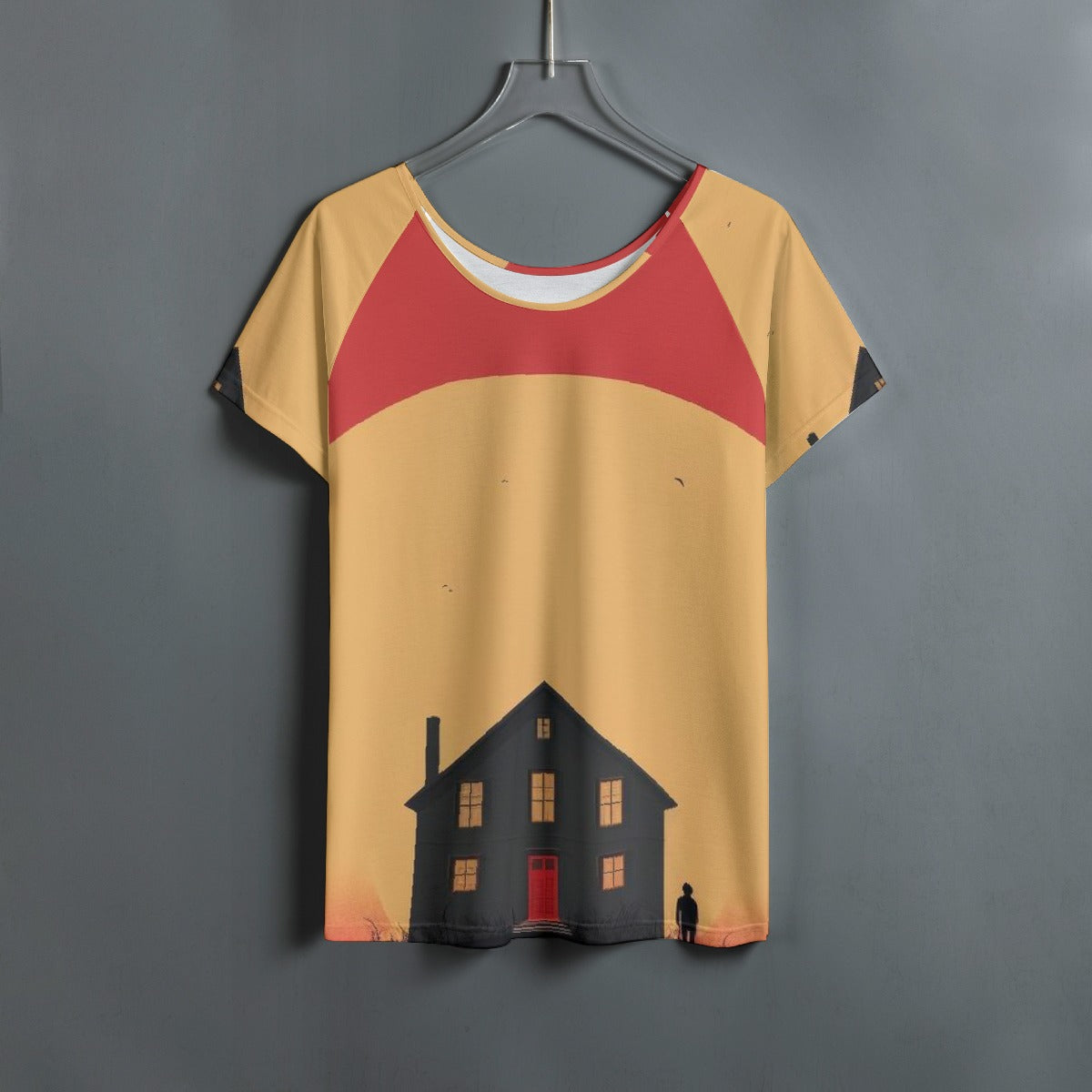 All-Over Print Women's Round Neck T-shirt With Raglan Sleeve