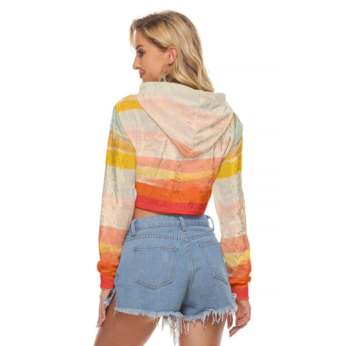 All-Over Print Women's Crop Top Hoodie|Velvet