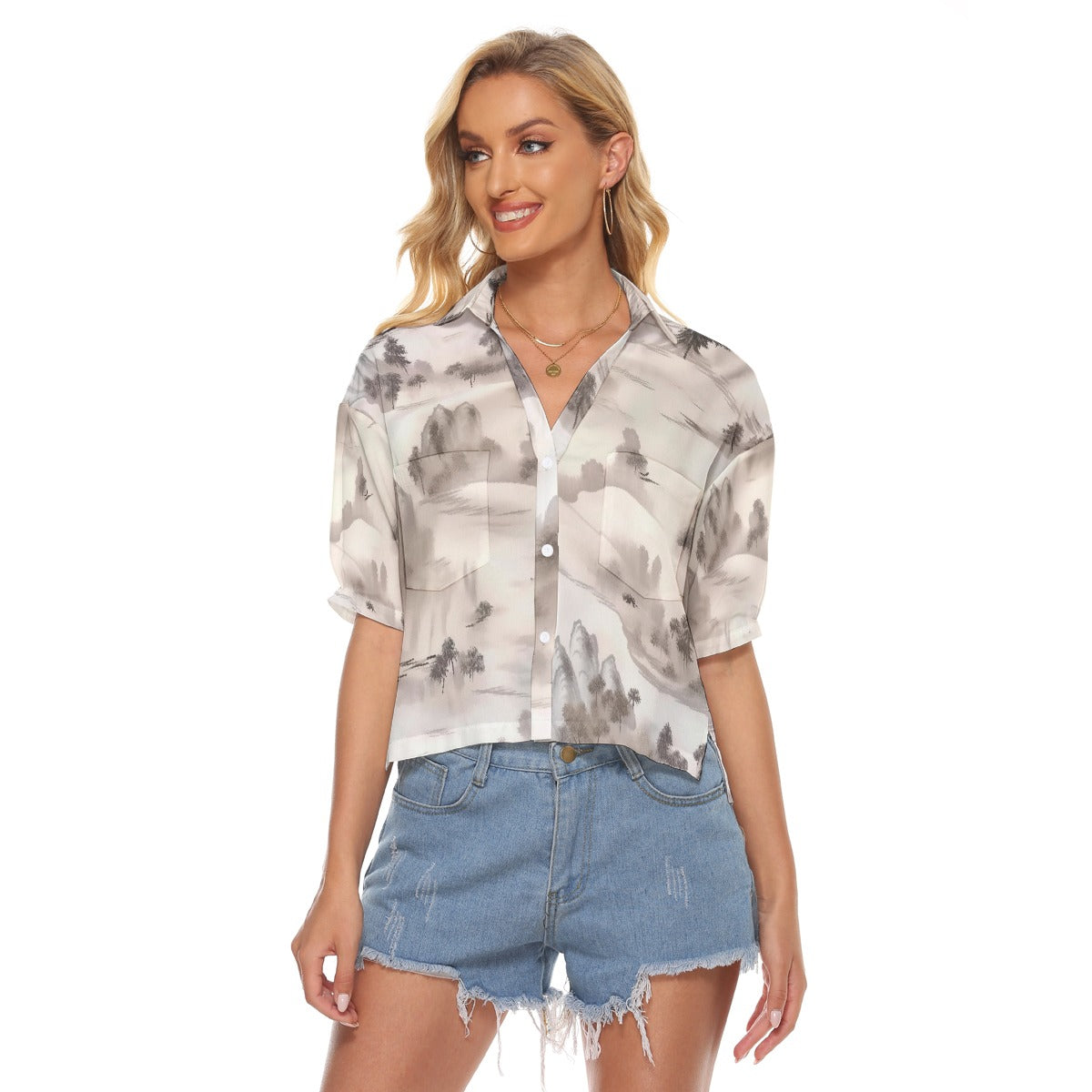 All-Over Print Women's V-neck Shirts