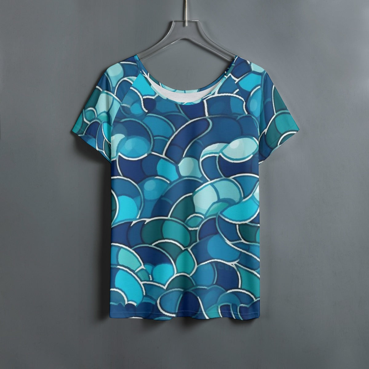 All-Over Print Women's Round Neck T-shirt With Raglan Sleeve