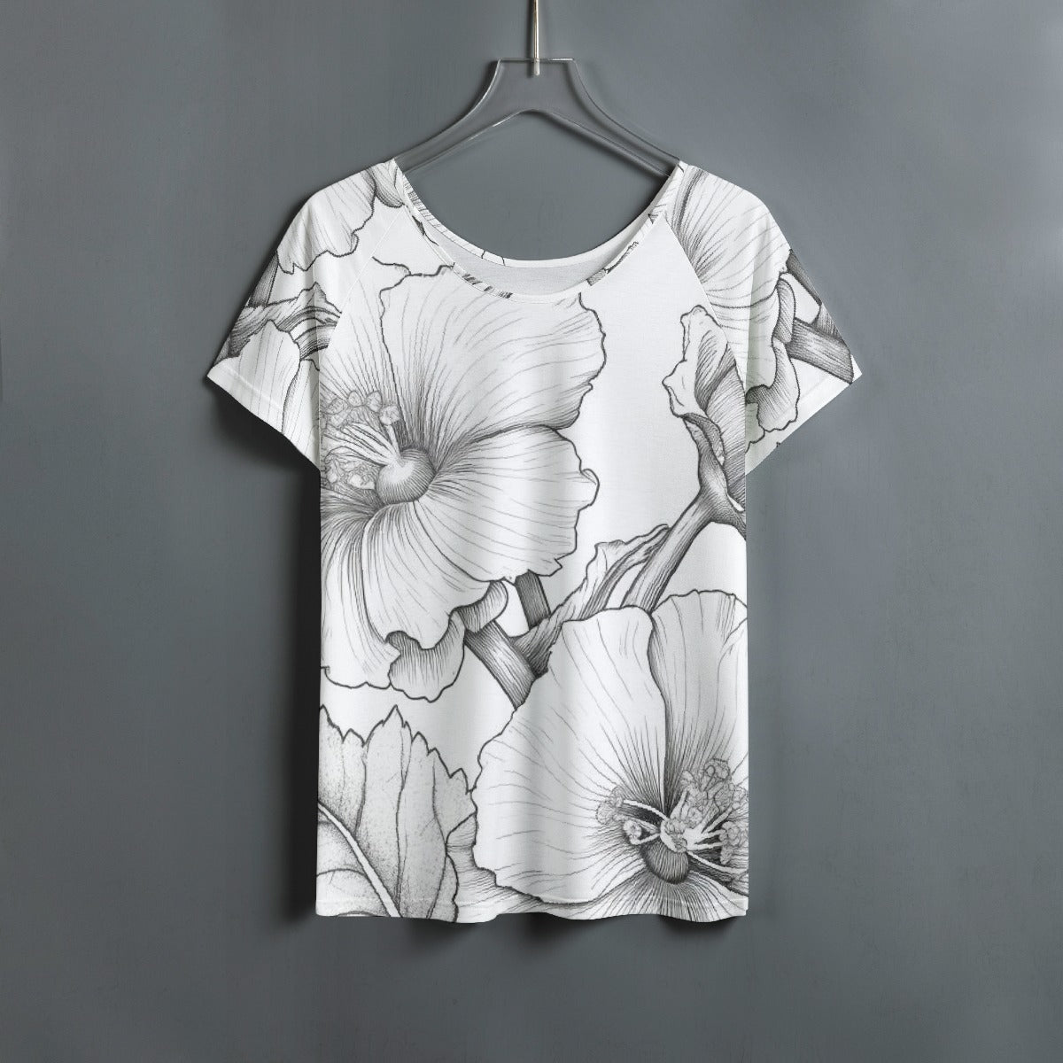 All-Over Print Women's Round Neck T-shirt With Raglan Sleeve