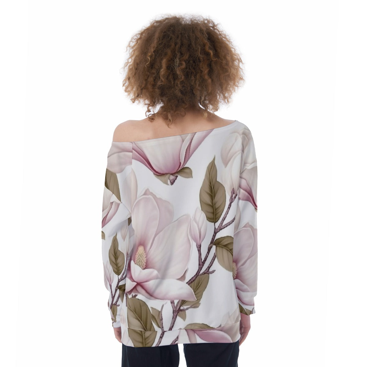 All-Over Print Oversized Women's Off-Shoulder Sweatshirt