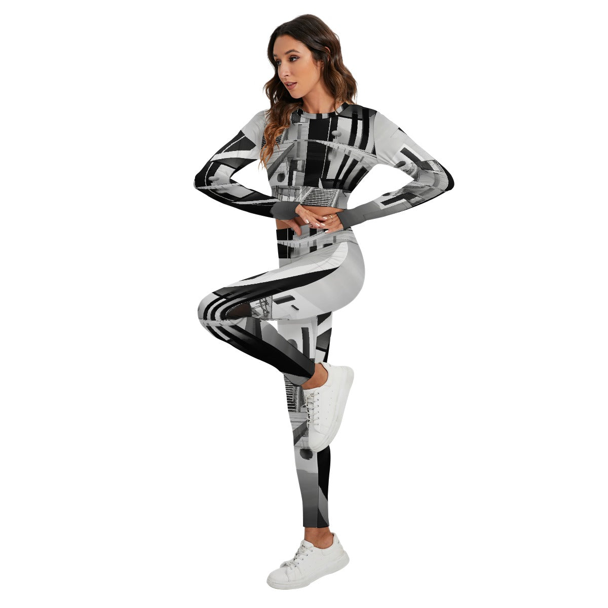 All-Over Print Women's Sport Set With Backless Top And Leggings