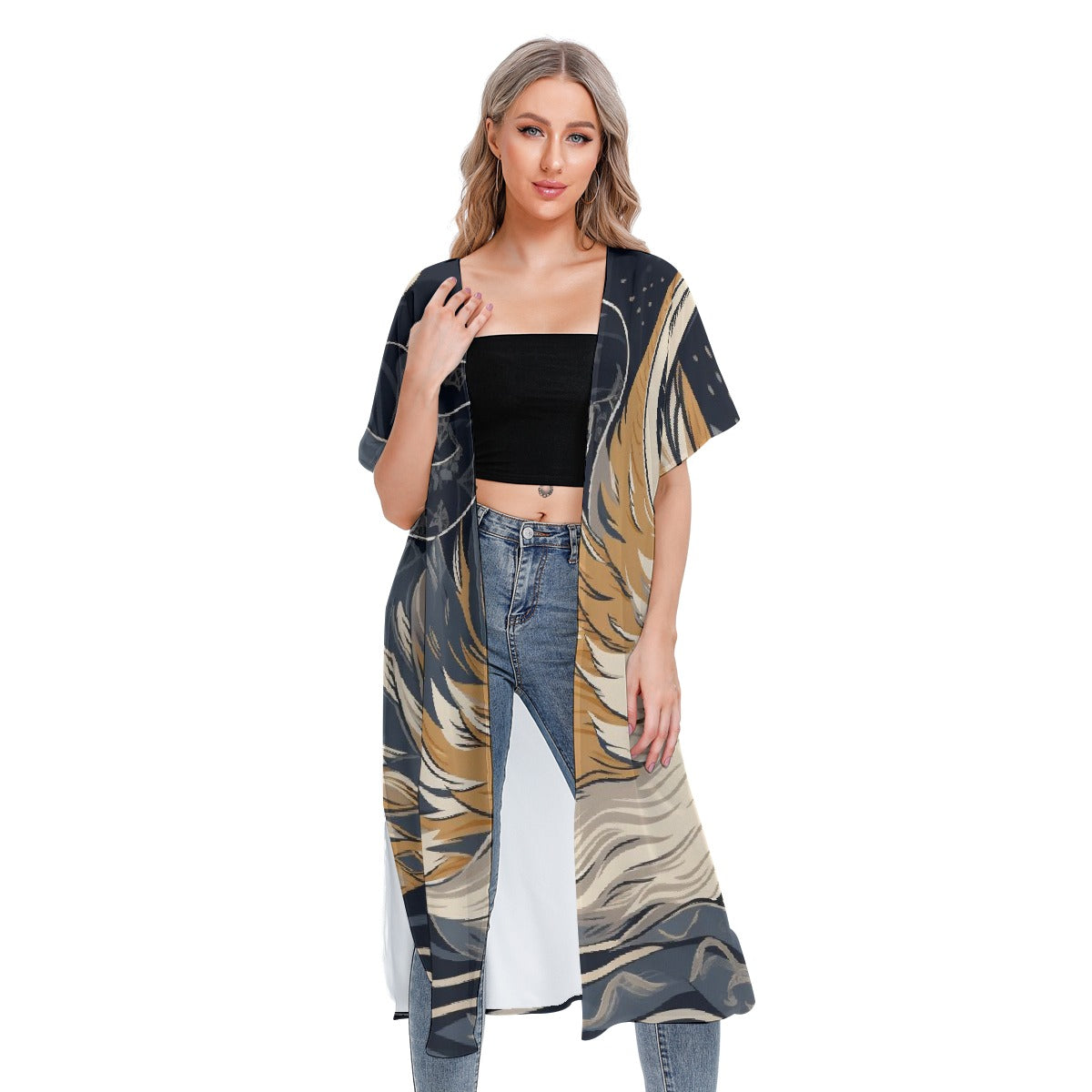 All-Over Print Women's Short Sleeve Cardigan