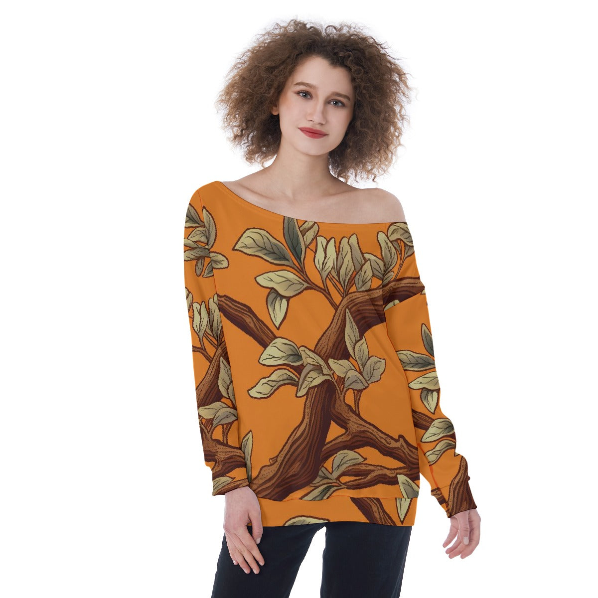 All-Over Print Oversized Women's Off-Shoulder Sweatshirt