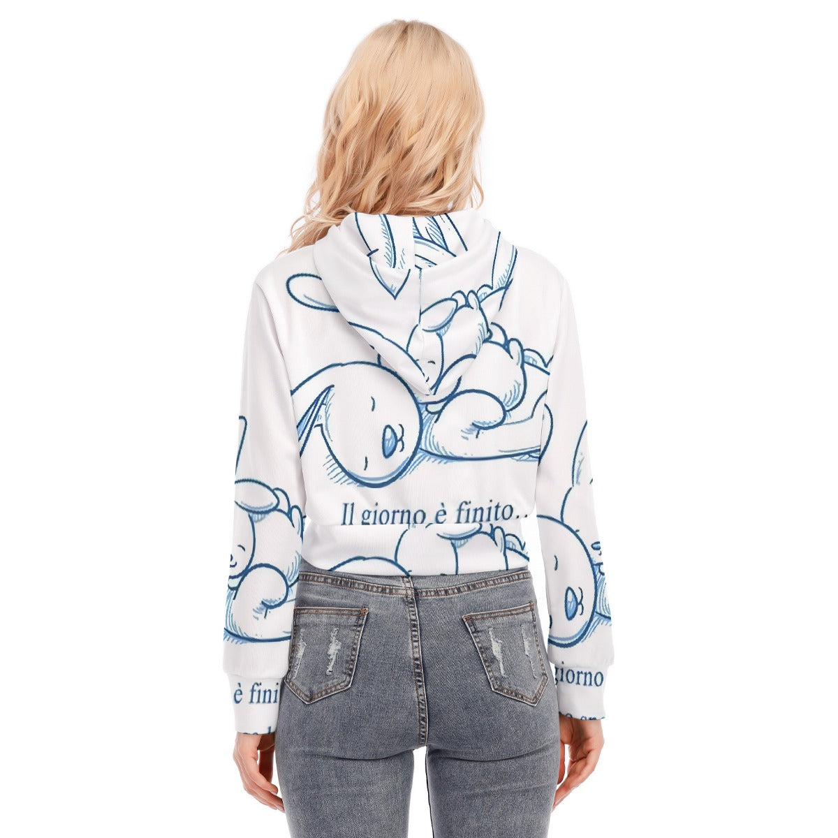 All-Over Print Women's Crop Top Hoodie With Zipper Closure