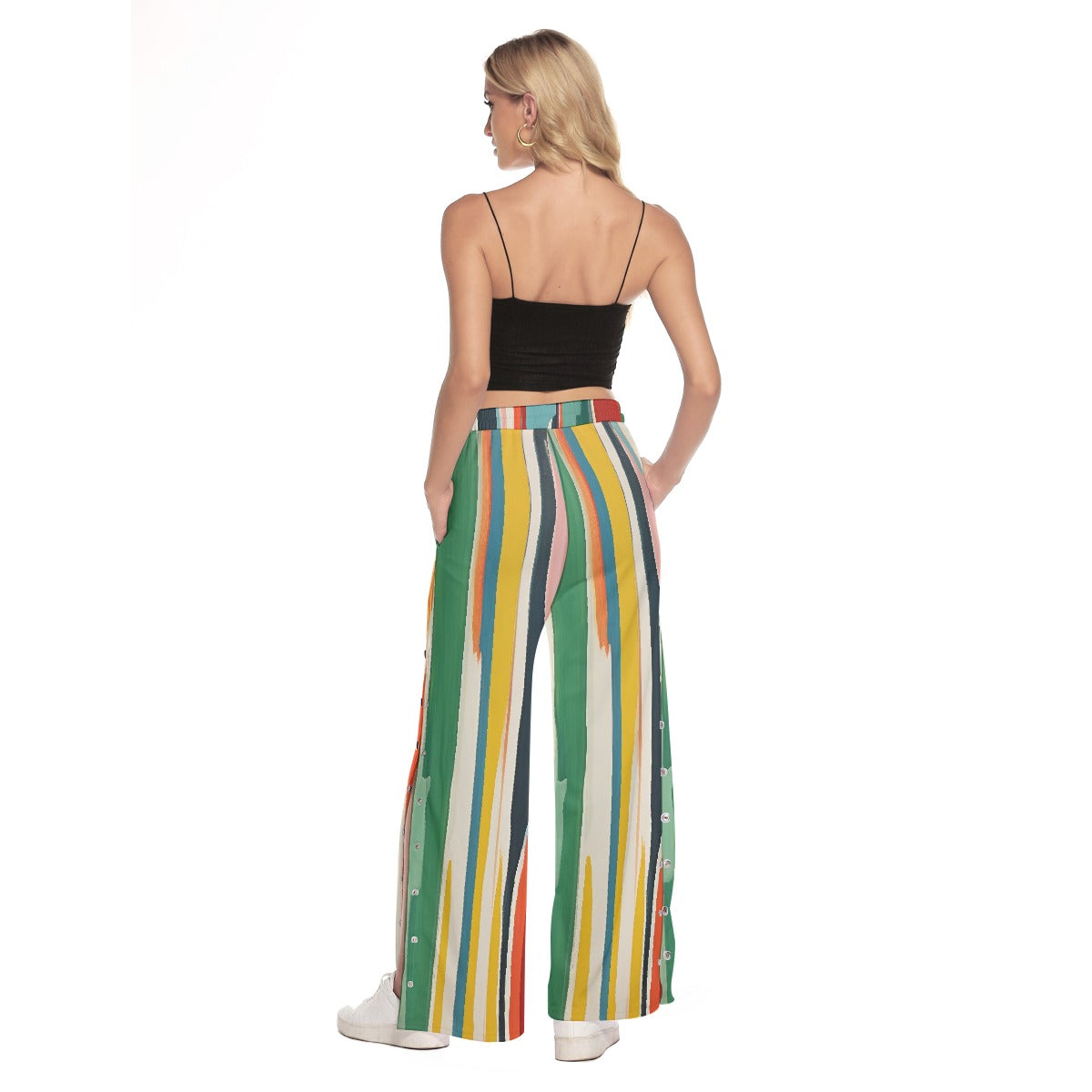 All-Over Print Women's Side Slit Snap Button Trousers