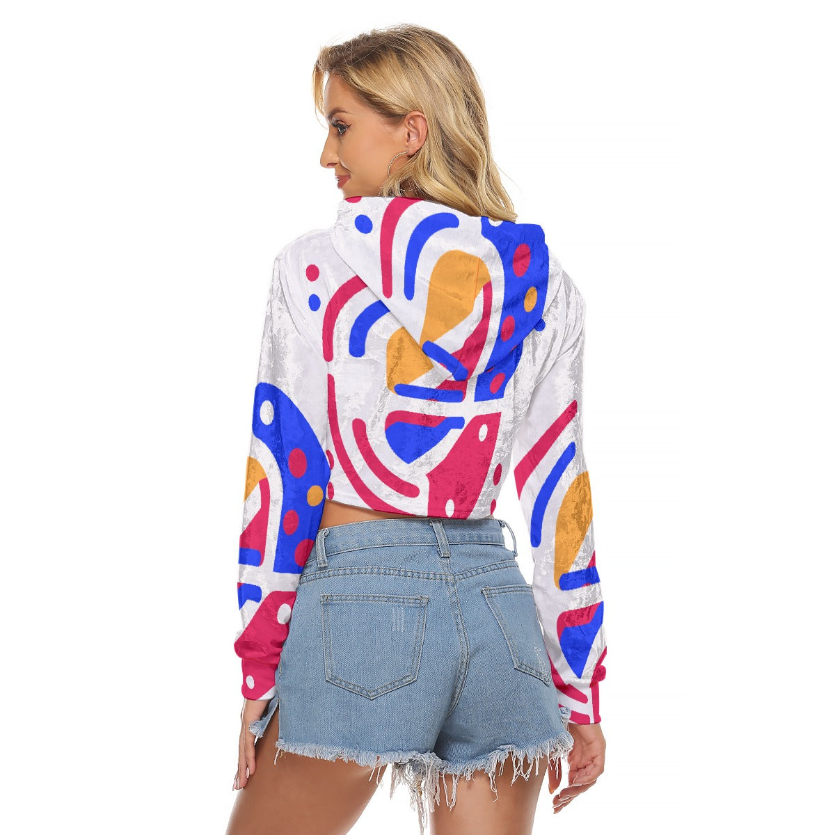 All-Over Print Women's Crop Top Hoodie|Velvet