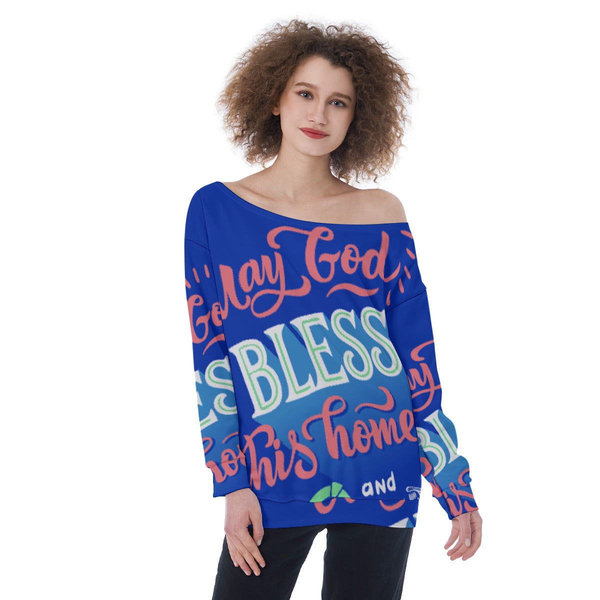 All-Over Print Oversized Women's Off-Shoulder Sweatshirt