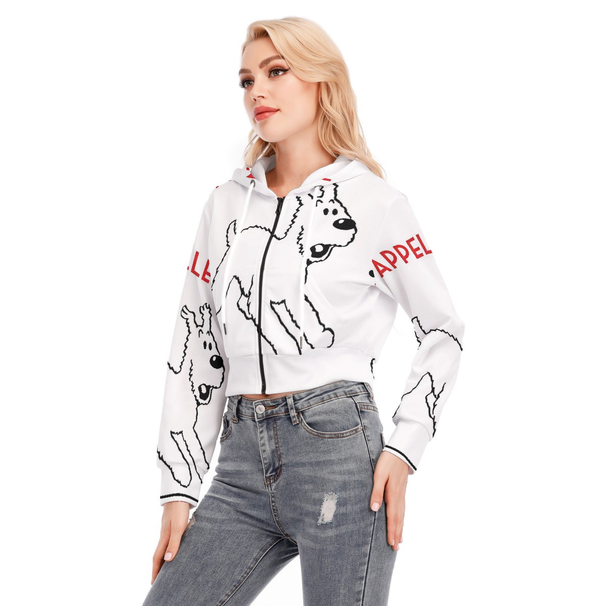 All-Over Print Women's Crop Top Hoodie With Zipper Closure