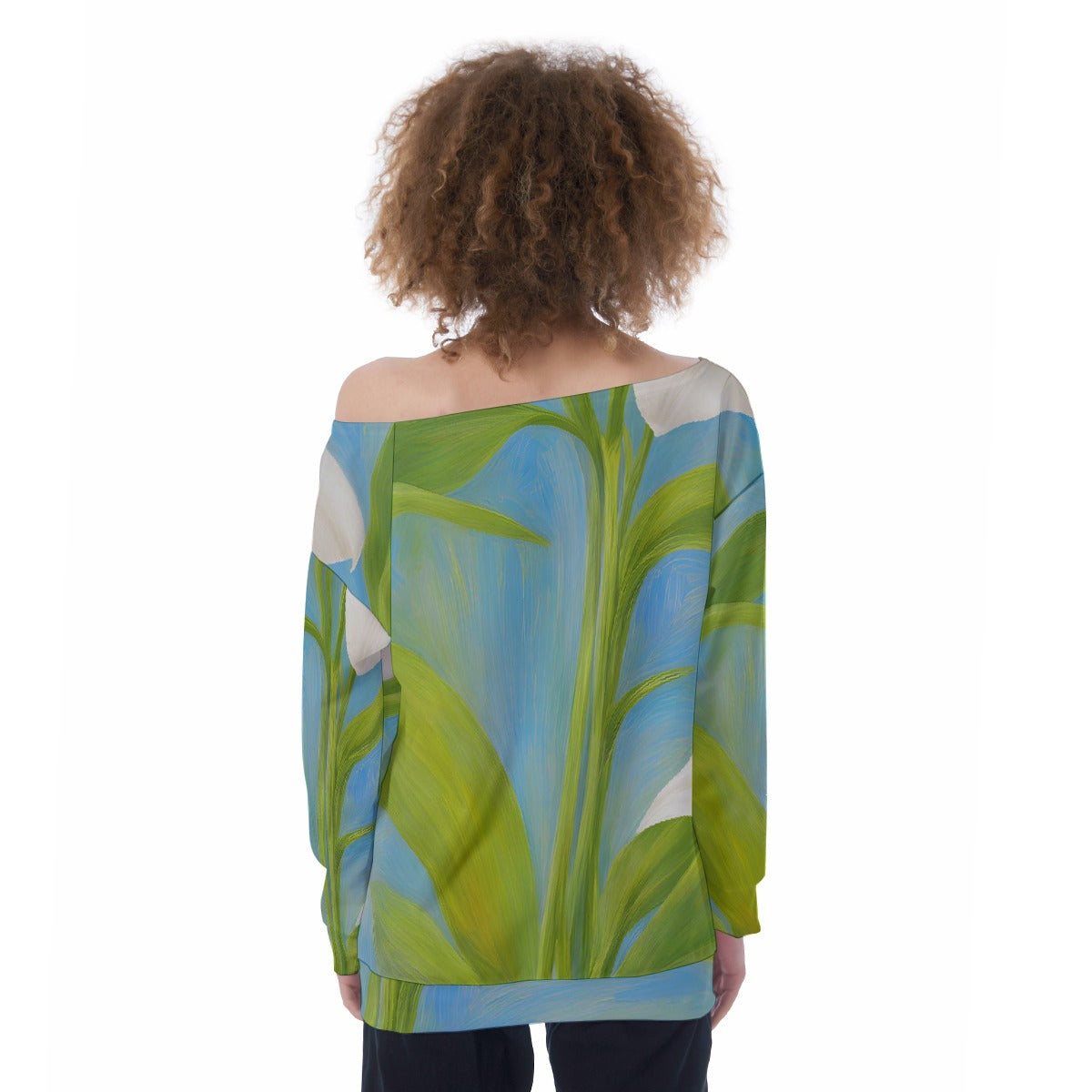 All-Over Print Oversized Women's Off-Shoulder Sweatshirt