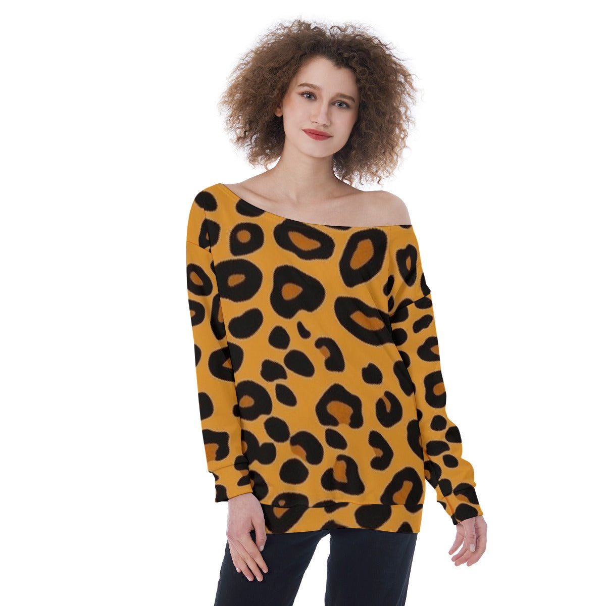 All-Over Print Oversized Women's Off-Shoulder Sweatshirt
