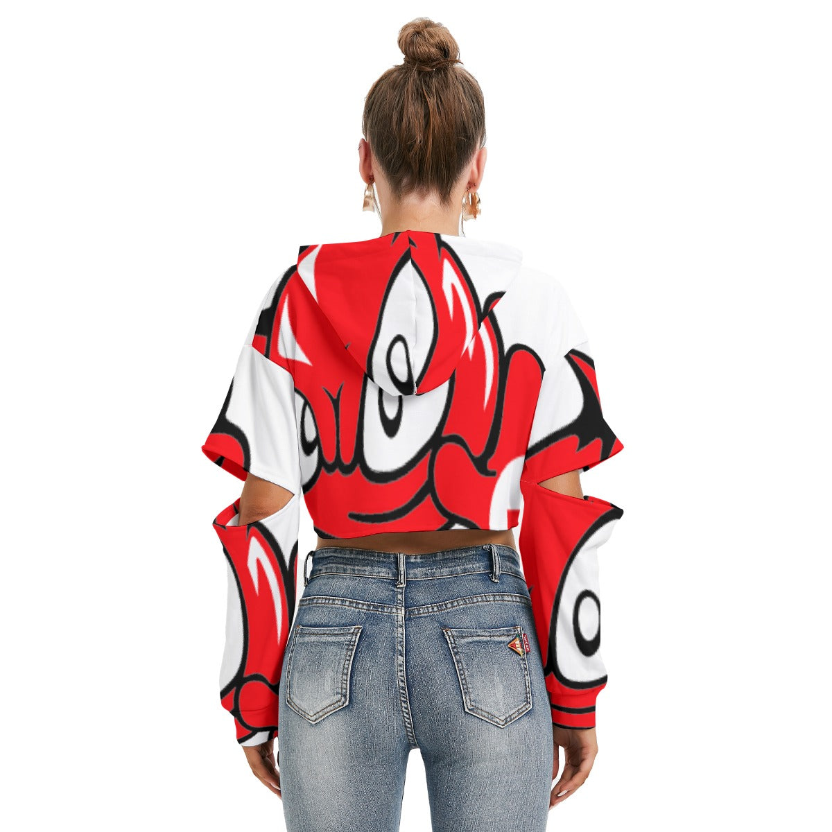 All-Over Print Women's Heavy Fleece Hoodie With Hollow Out Sleeve