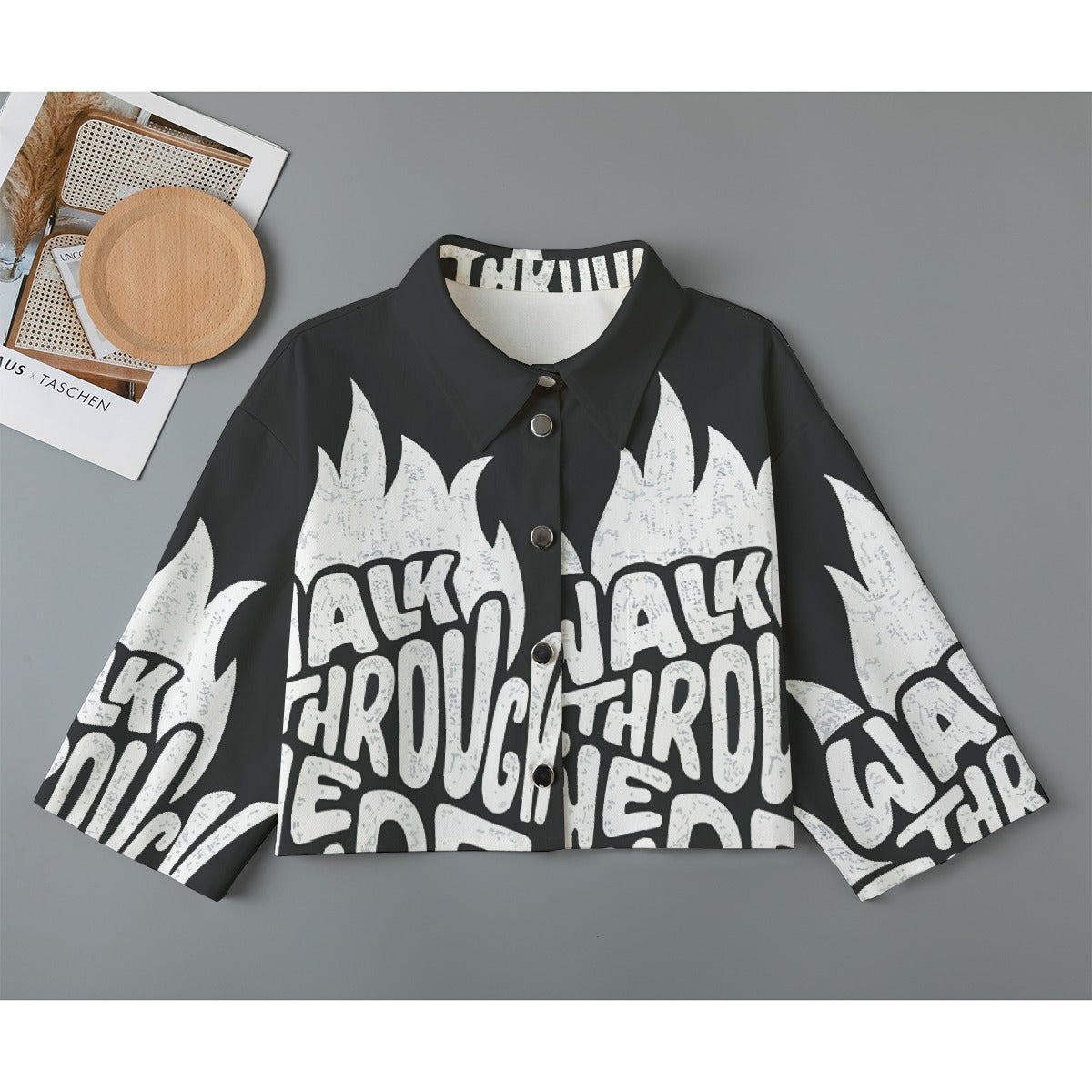 All-Over Print Women's Cropped Jacket | 245GSM Cotton