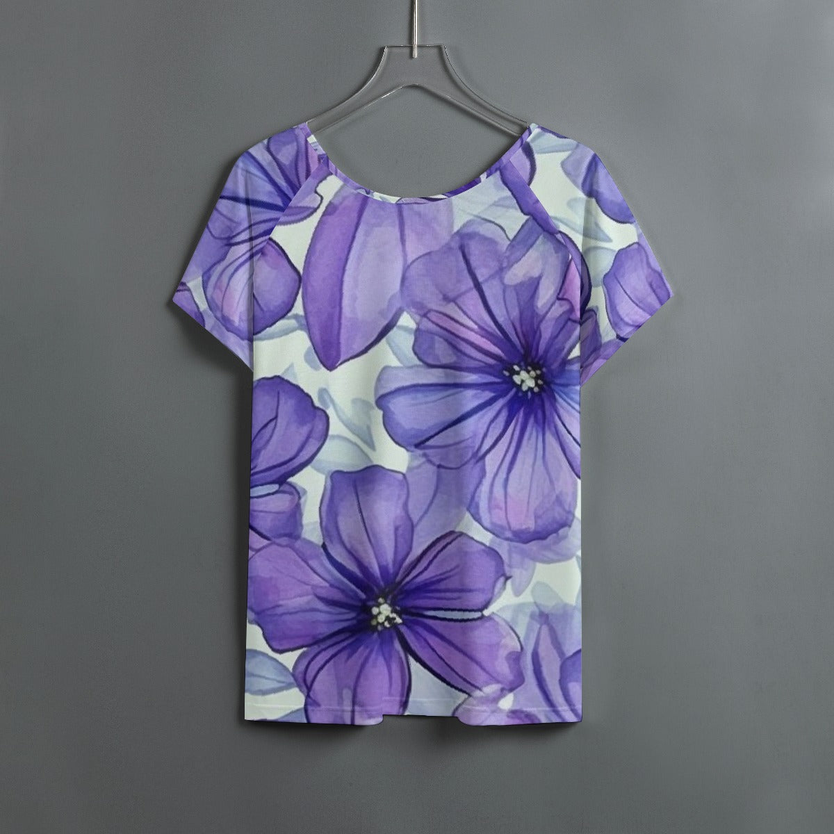 All-Over Print Women's Round Neck T-shirt With Raglan Sleeve