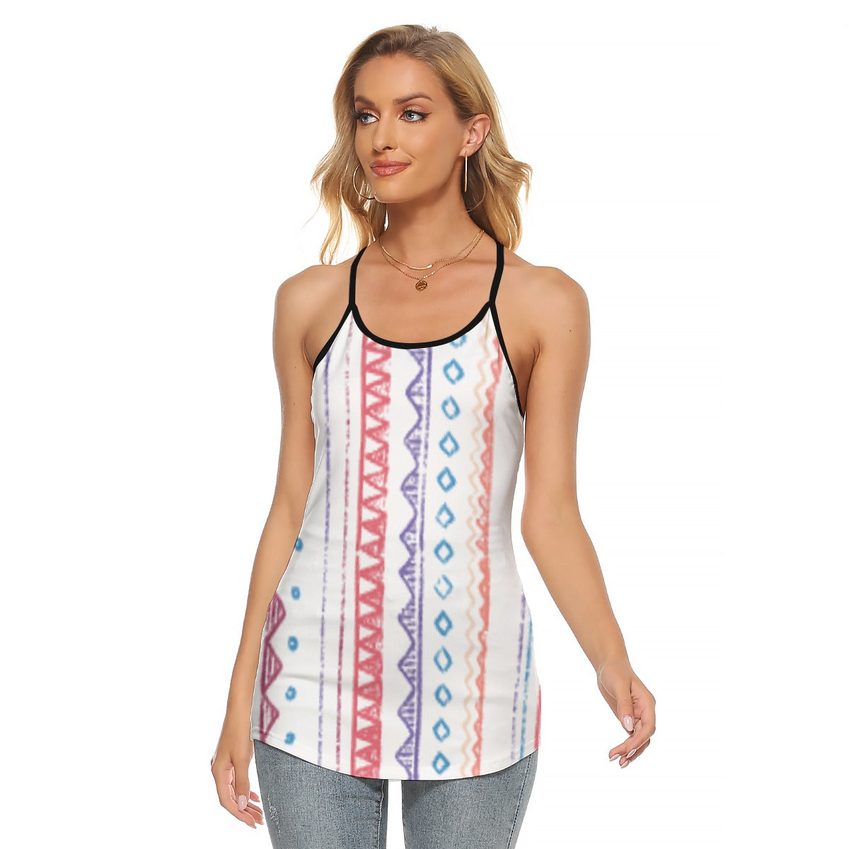 All-Over Print Women's Criss-Cross Open Back Tank Top