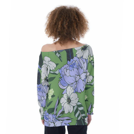 All-Over Print Oversized Women's Off-Shoulder Sweatshirt