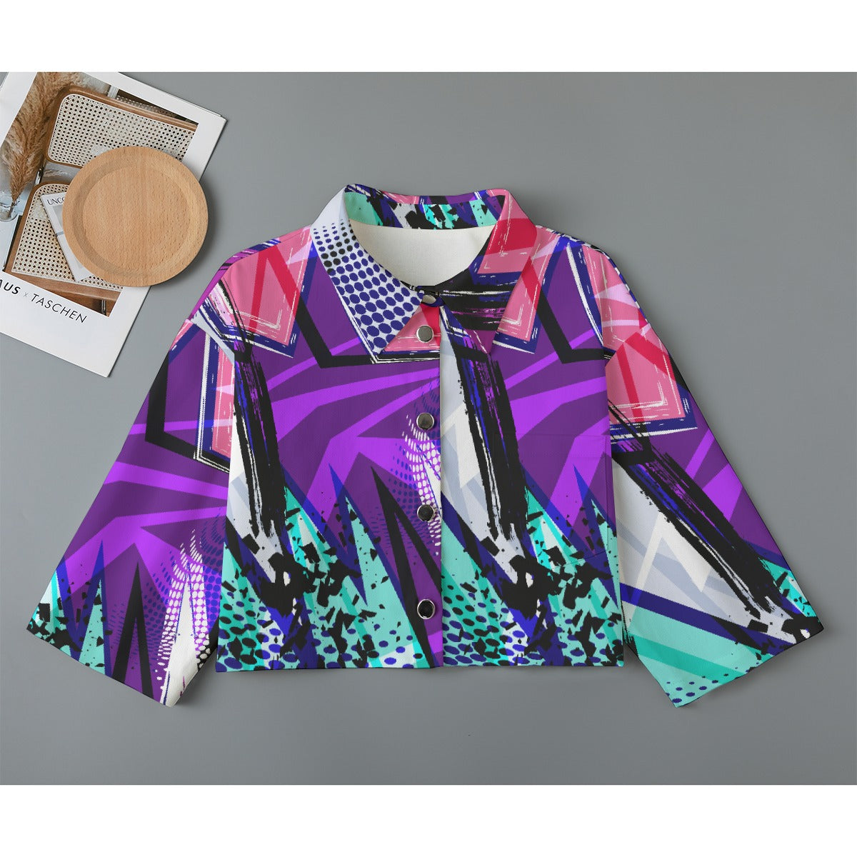 All-Over Print Women's Cropped Jacket | 245GSM Cotton