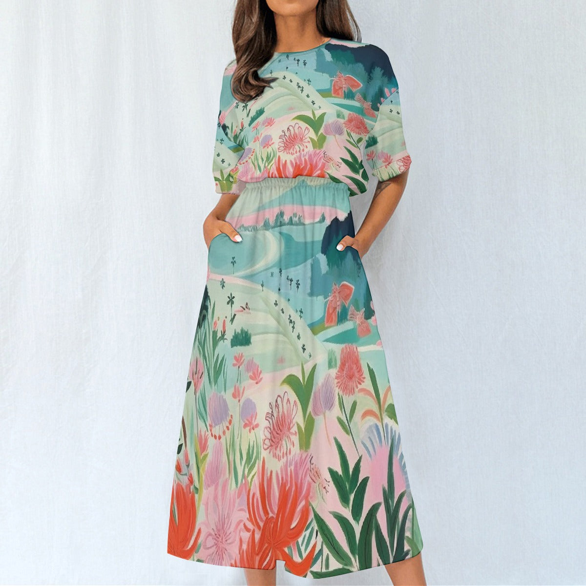 All-Over Print Women's Elastic Waist Dress