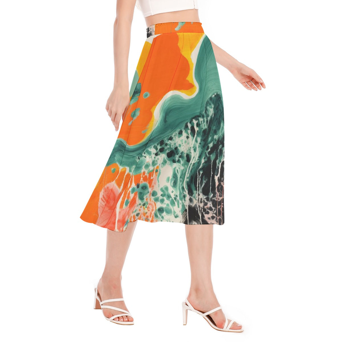 All-Over Print Women's Long Section Chiffon Skirt