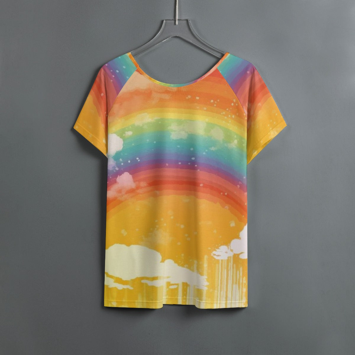 All-Over Print Women's Round Neck T-shirt With Raglan Sleeve