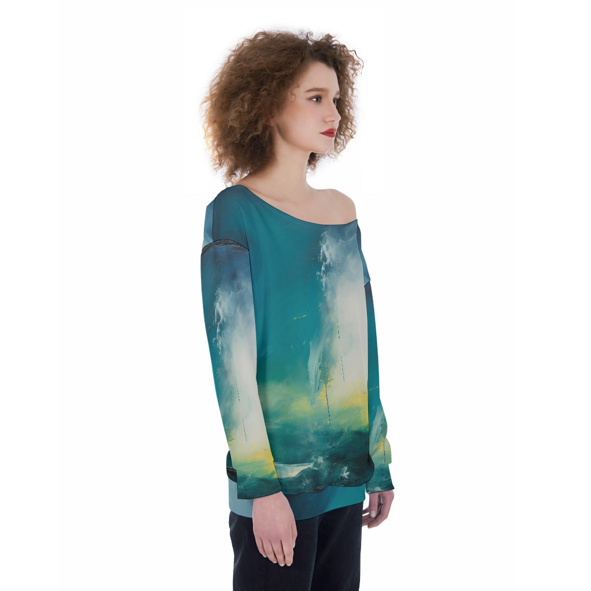 All-Over Print Oversized Women's Off-Shoulder Sweatshirt