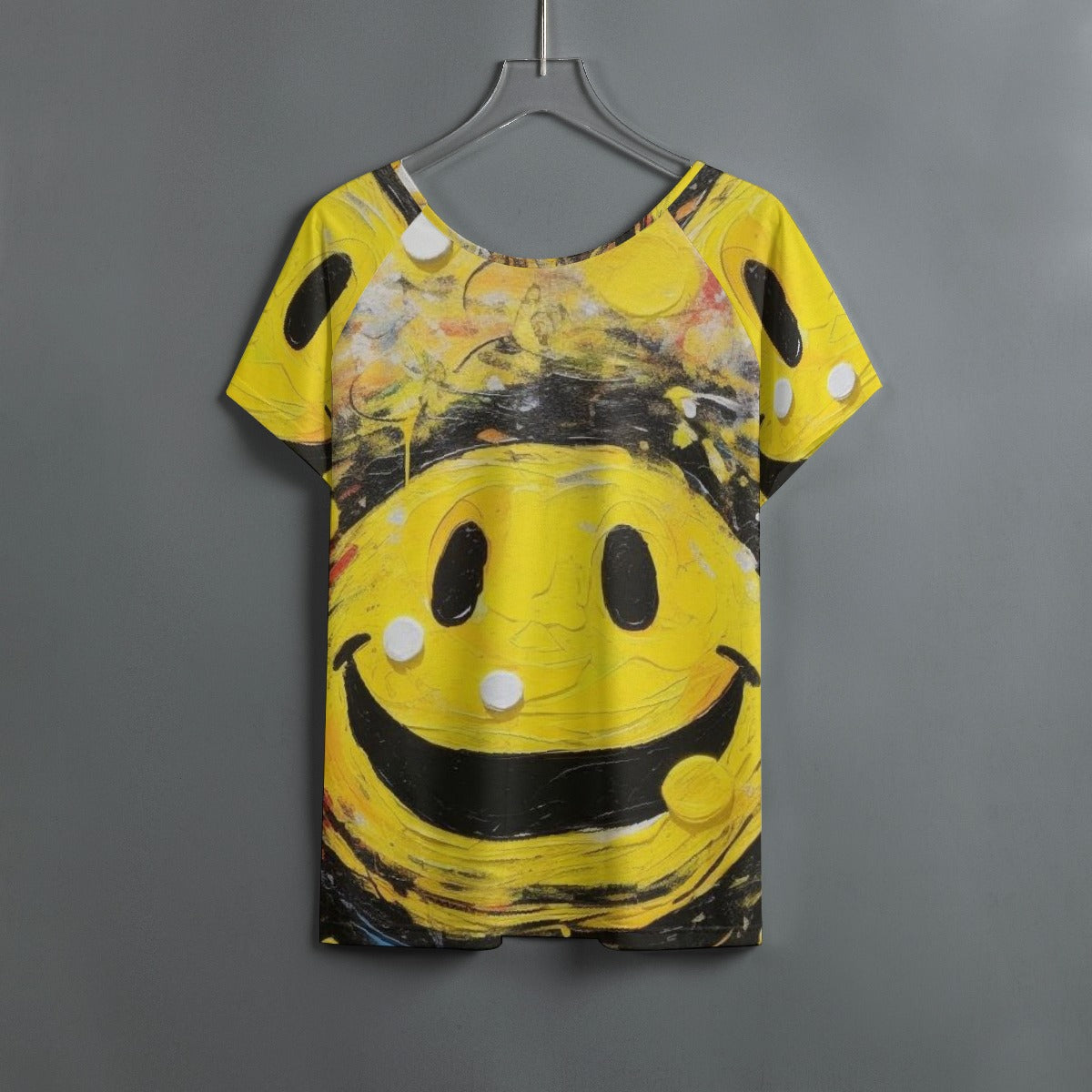 All-Over Print Women's Round Neck T-shirt With Raglan Sleeve