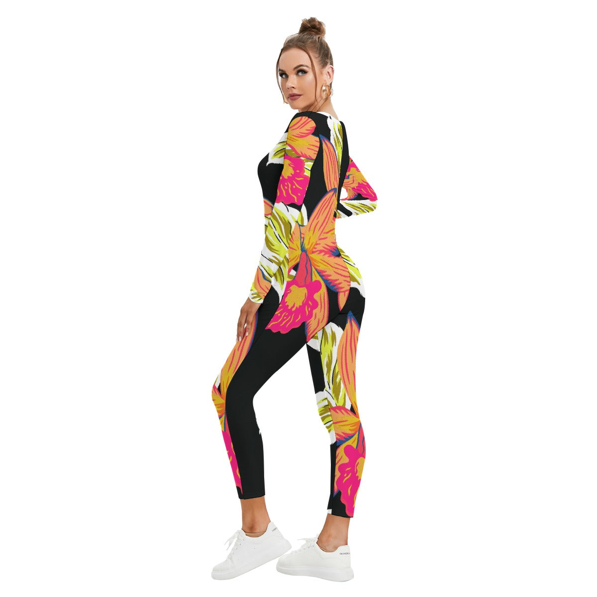 All-Over Print Women's Plunging Neck Jumpsuit