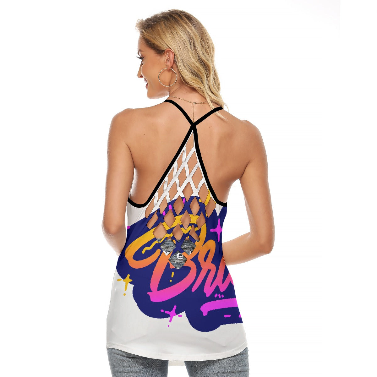 All-Over Print Women's Criss-Cross Open Back Tank Top