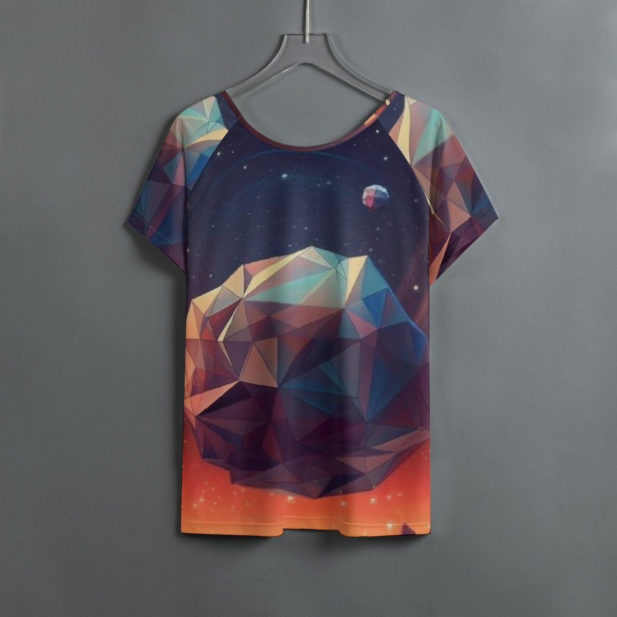 All-Over Print Women's Round Neck T-shirt With Raglan Sleeve