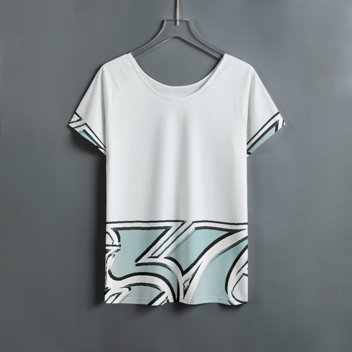 All-Over Print Women's Round Neck T-shirt With Raglan Sleeve