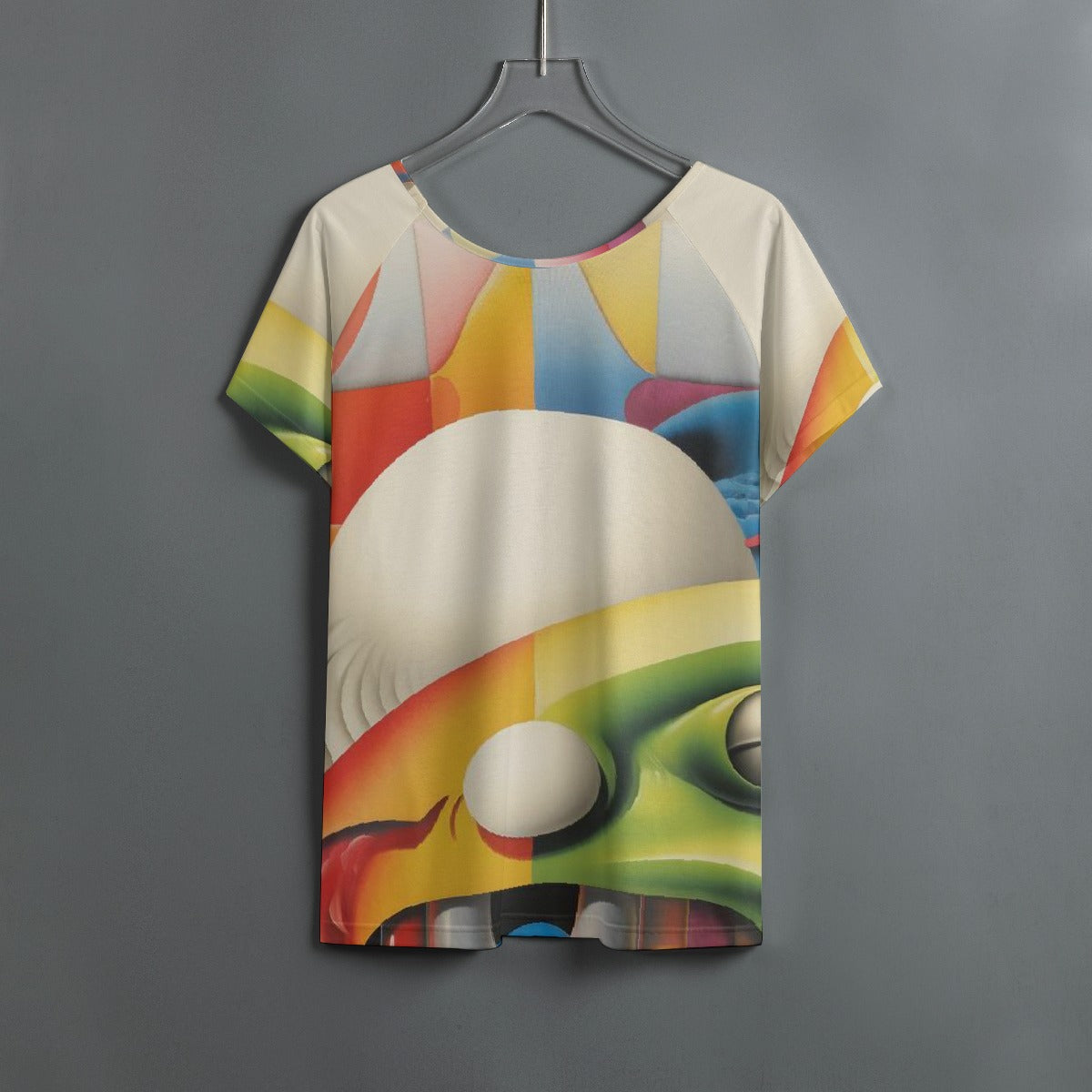 All-Over Print Women's Round Neck T-shirt With Raglan Sleeve