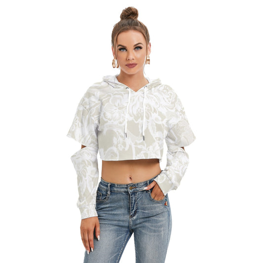 All-Over Print Women's Heavy Fleece Hoodie With Hollow Out Sleeve