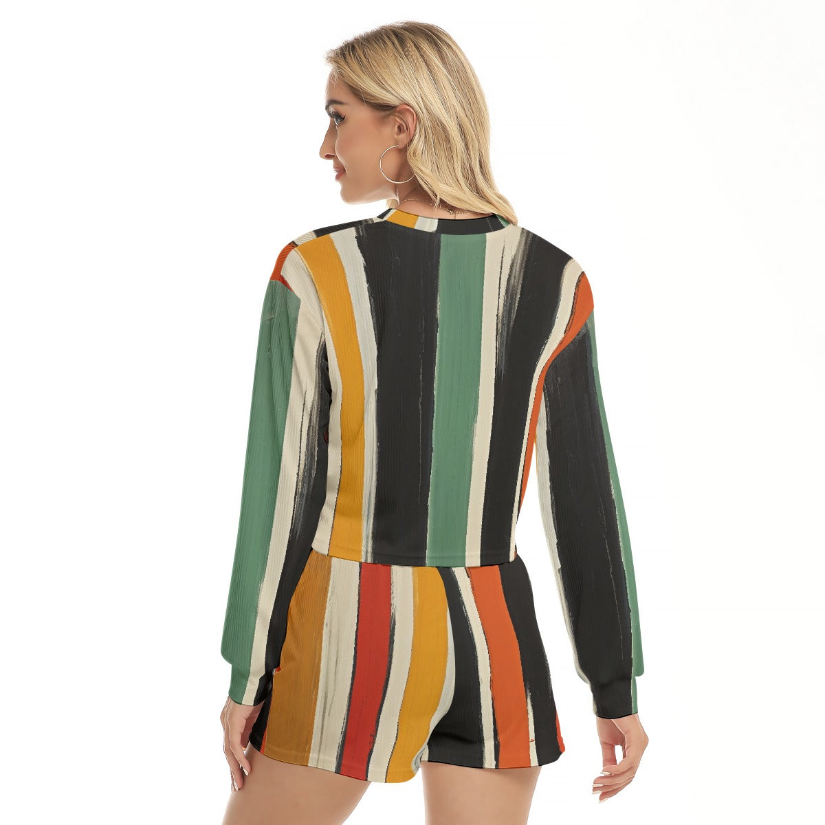 All-Over Print Women's Short Sweatshirt And Pants Suit