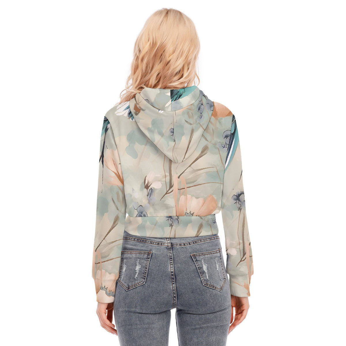 All-Over Print Women's Crop Top Hoodie With Zipper Closure