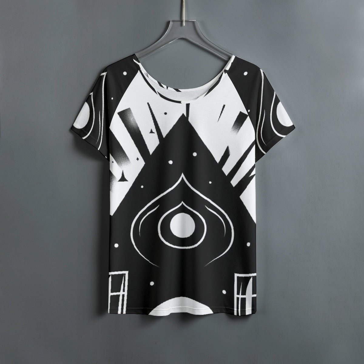 All-Over Print Women's Round Neck T-shirt With Raglan Sleeve