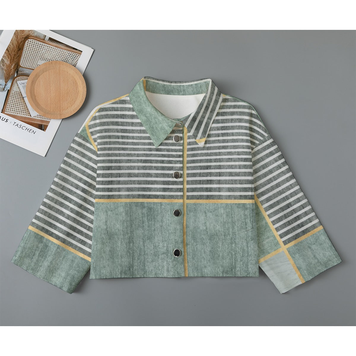 All-Over Print Women's Cropped Jacket | 245GSM Cotton