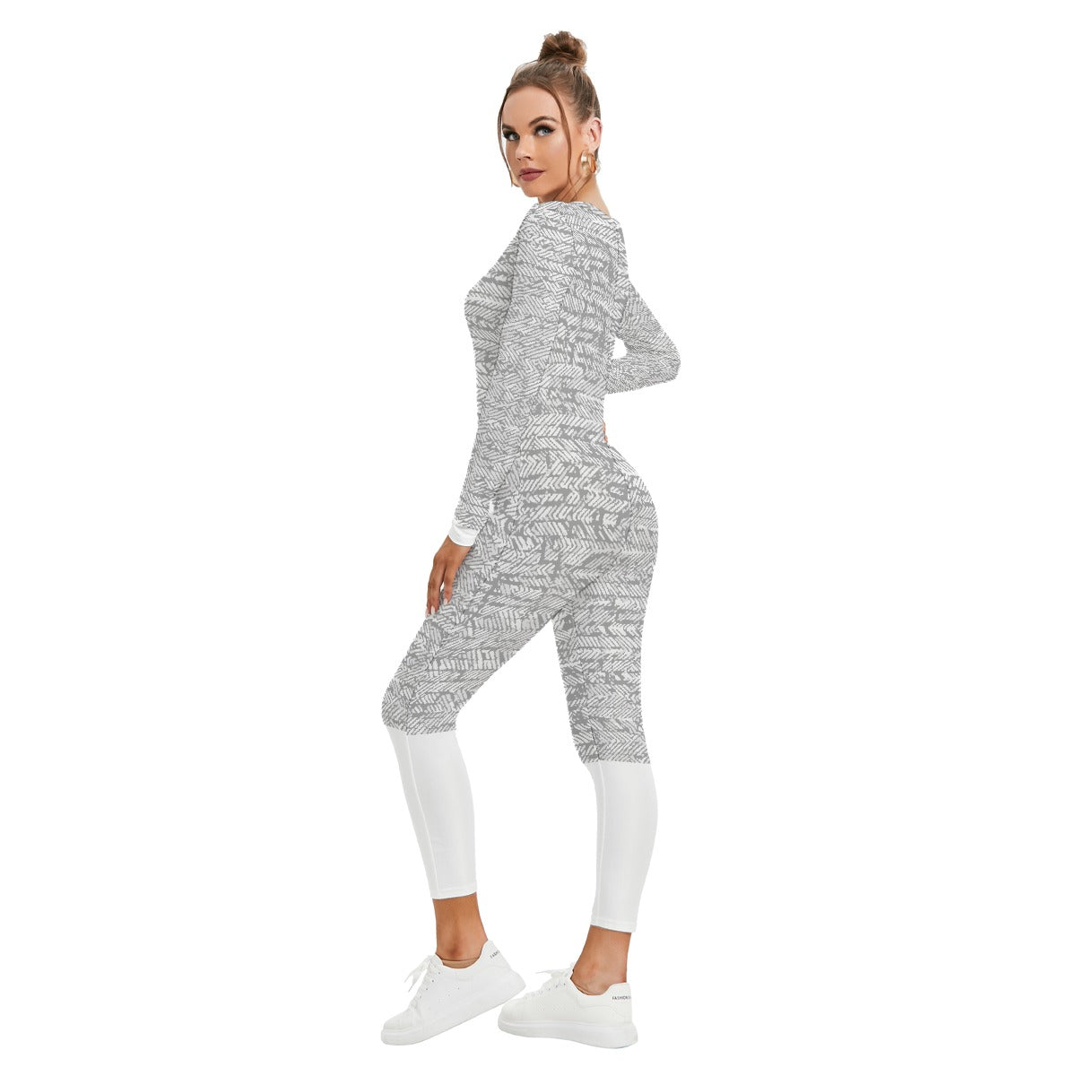 All-Over Print Women's Plunging Neck Jumpsuit